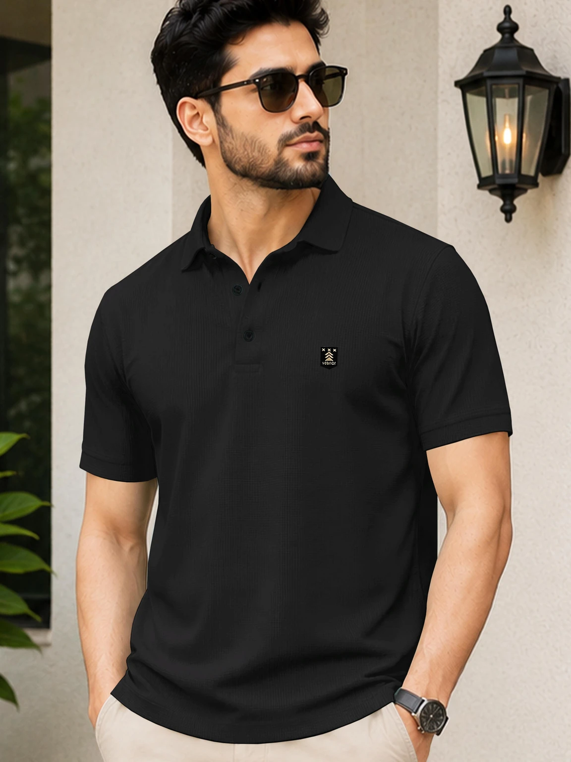 VeBNoR Men Solid Polo Neck Polyester T-Shirt