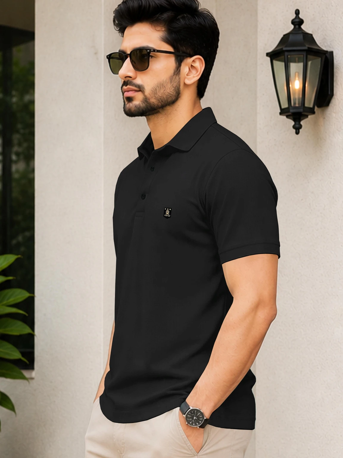 VeBNoR Men Solid Polo Neck Polyester T-Shirt