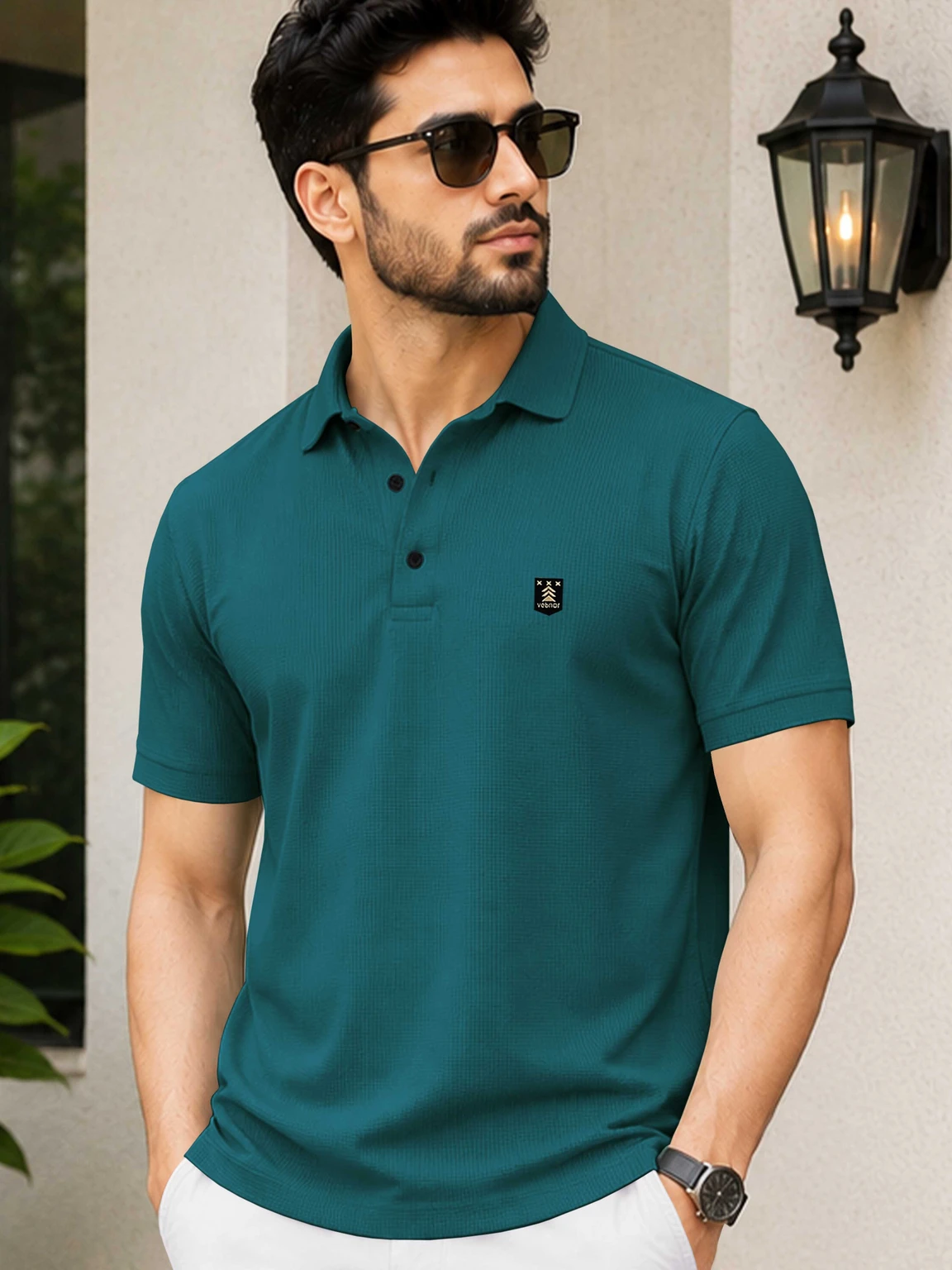VeBNoR Men Solid Polo Neck Polyester T-Shirt
