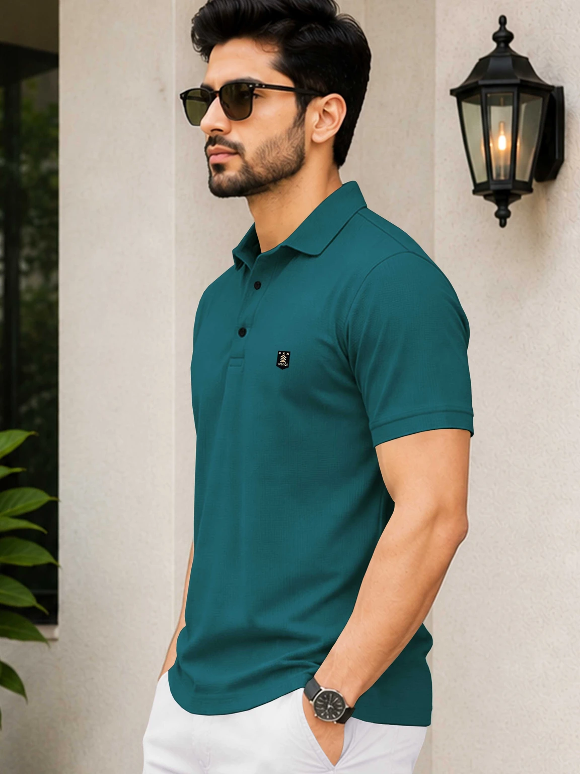 VeBNoR Men Solid Polo Neck Polyester T-Shirt