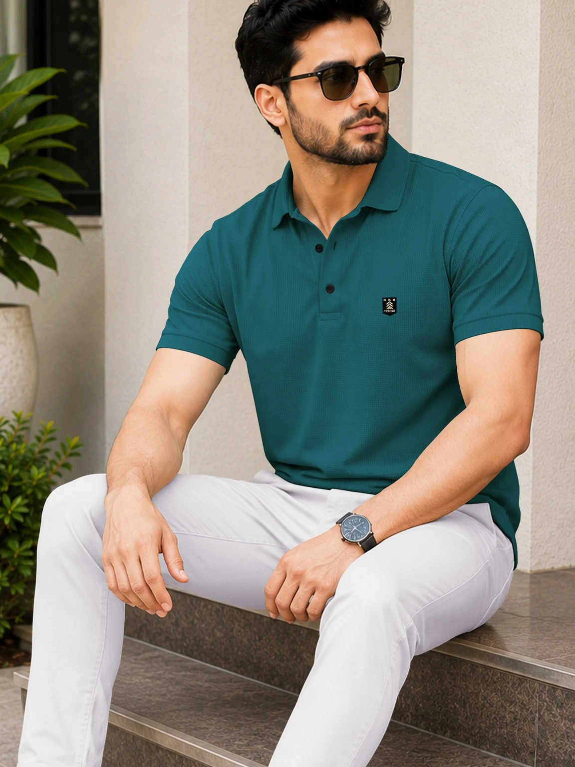 VeBNoR Men Solid Polo Neck Polyester T-Shirt